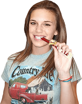 girl eating snack stick