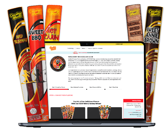 A shipping box of Country Meats snack sticks in six best-selling flavors
